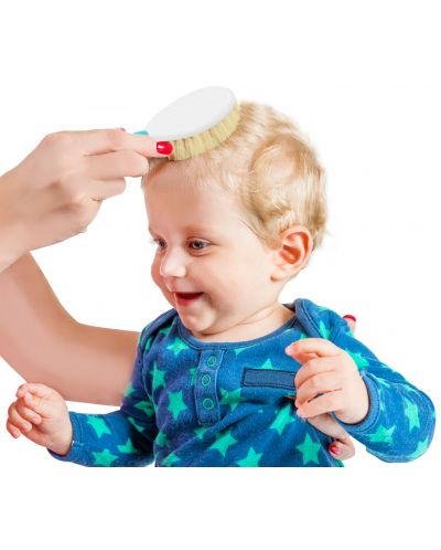 Комплект гребен и четка BabyJem - С естествен косъм, син - 2