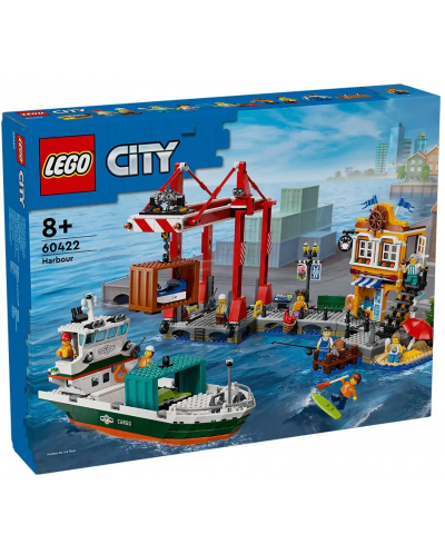 Конструктор LEGO City - Морско пристанище с товарен кораб (60422) - 1