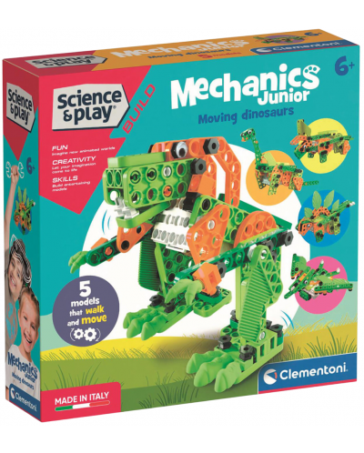 Конструктор Clementoni Science & Play Mechanics Junior - Динозаври, 130 части - 1