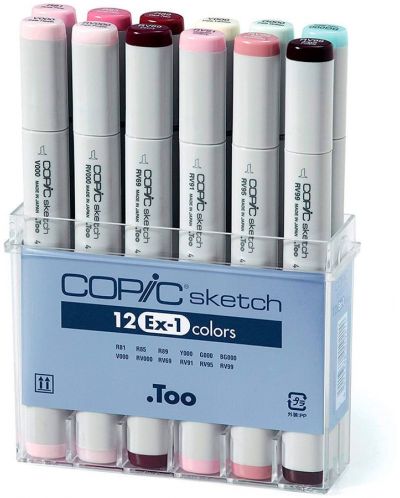Комплект маркери Too Copic Sketch - EX-1, 12 цвята - 1