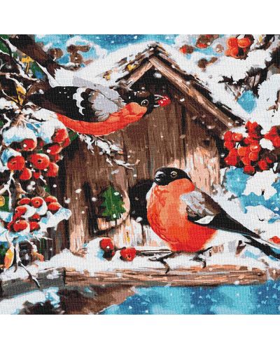 Комплект за рисуване по номера Ideyka - Ярки снежни птици, 40 х 40 cm - 1