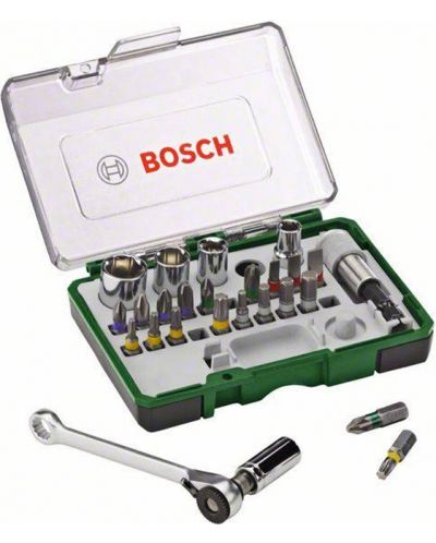 Комплект битове и тресчотка Bosch - 27 части, Ø6/7/8/10/13 mm - 1