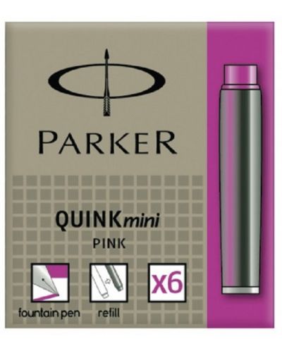 Комплект патрончета Parker Z11 - За писалка, 6 броя, розови - 1