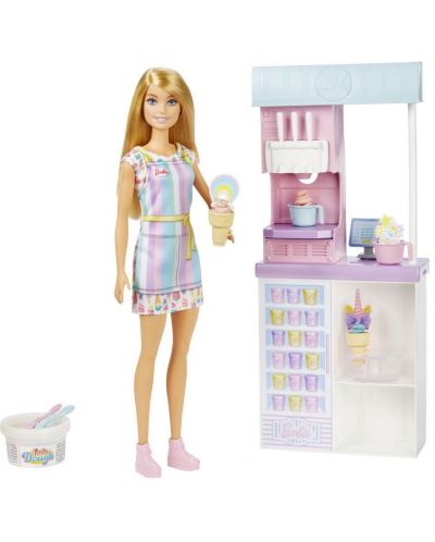 Комплект Barbie - Барби с магазин за сладолед - 3