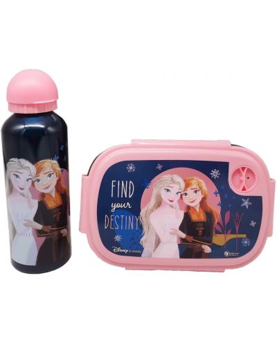 Комплект бутилка и кутия за храна Disney - Frozen, розов - 2