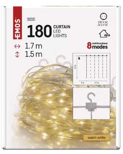 LED Лампички Emos - Nano Curtain MF, 180 броя, 1.7 х 1.5 m - 9