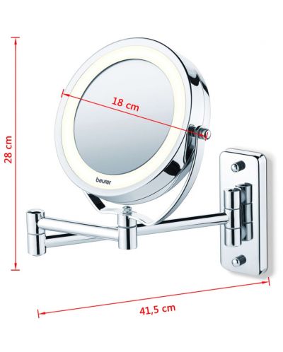 Козметично LED огледало за стена Beurer - BS 59, 11 cm, бяло - 4