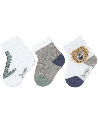 Kомплект бебешки чорапи Sterntaler - Крокодилче и лъв, 15/16, размер, 4-6 м, 3 чифта - 1