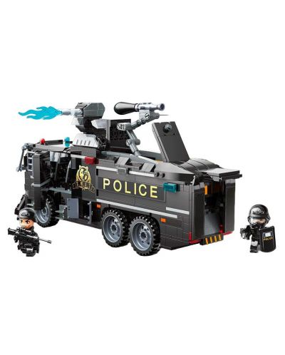 Конструктор Qman - Полицейски камион с водно оръдие, 847 части - 3