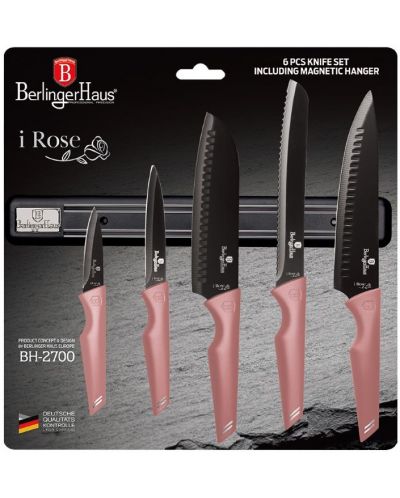 Комплект от 5 ножа Berlinger Haus - I-Rose Collection, с магнитна лента - 2