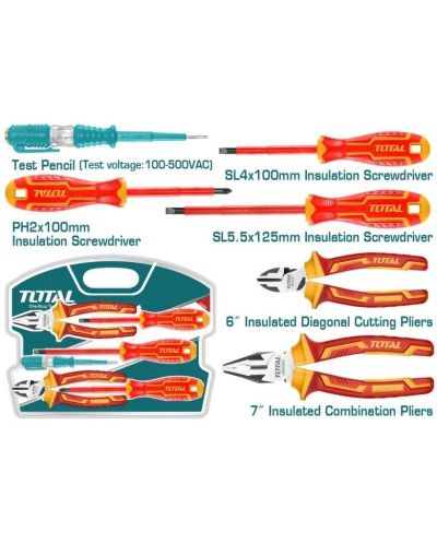 Комплект изолирани VDE инструменти TOTAL - Industrial, 6 части - 2