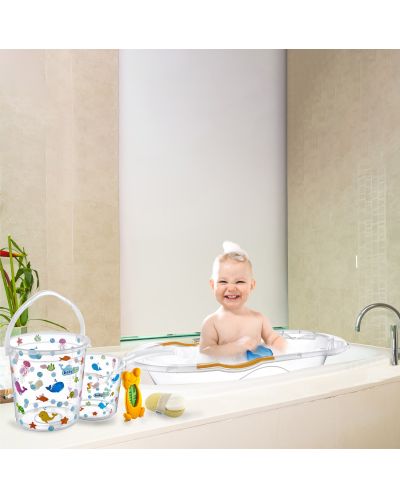 Комплект за къпане с термометър BabyJem - Розов, 6 части - 5
