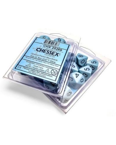 Комплект зарове Chessex Opaque Pastel - Blue/black, 10 броя - 1
