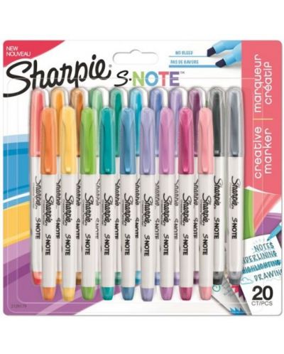 Комплект перманентни маркери Sharpie - S-Note, 20 цвята - 1