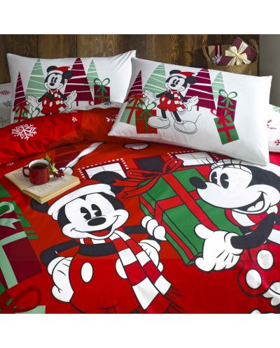 Комплект за спалня TAC Licensed - Minnie & Mickey Christmas, 100% памук - 2