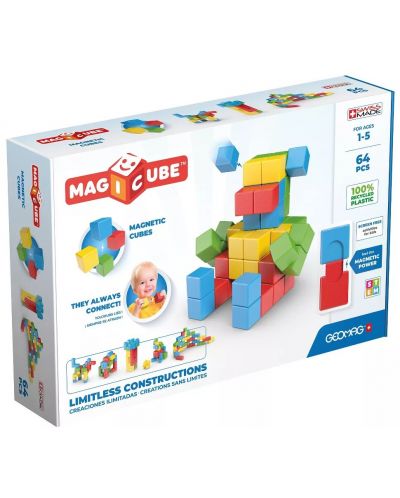 Комплект магнитни кубчета Geomag - Magicube, Try me, 64 части - 1