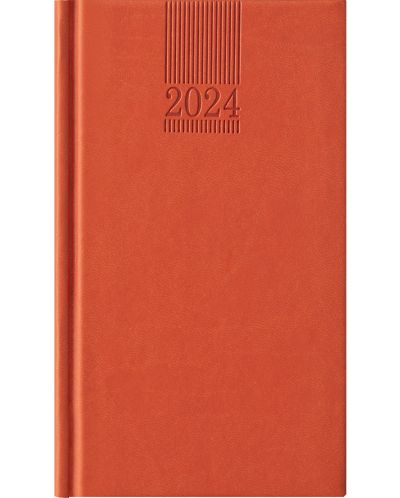 Кожен джобен тефтер-седмичник Поло - Оранжев, 2024 - 1