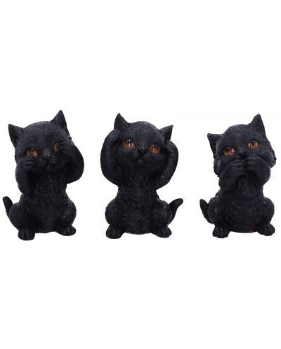Комплект статуетки Nemesis Now Adult: Humor - Three Wise Kitties, 8 cm - 1