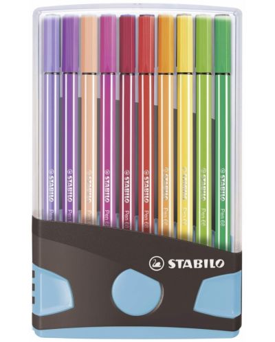 Комплект флумастери Stabilo Pen 68 - 20 цвята, в светлосиня кутия - 1
