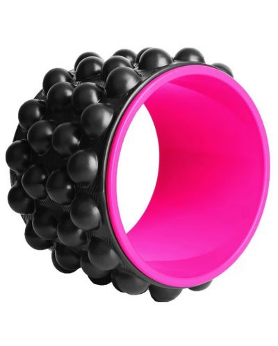 Колело за йога Maxima -  Ф28 х 19 cm, релефно, черно/розово - 1