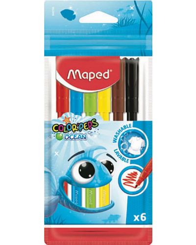Комплект флумастери Maped Color Peps - Ocean, 6 цвята - 1