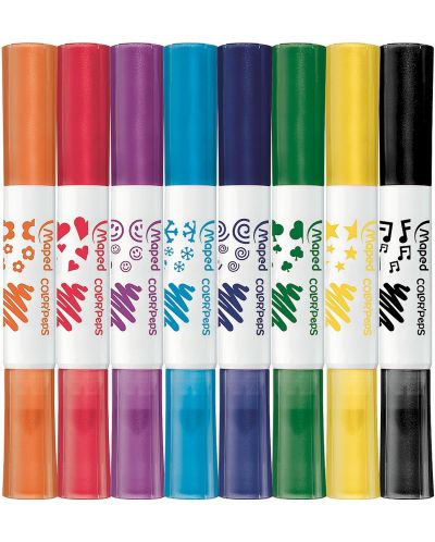 Комплект флумастери Maped Color Peps Duo - 8 цвята, с печати - 2