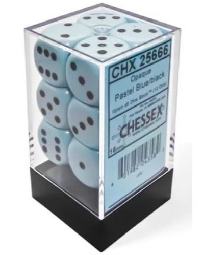 Комплект зарове Chessex Opaque Pastel - Blue/black, 12 броя - 1