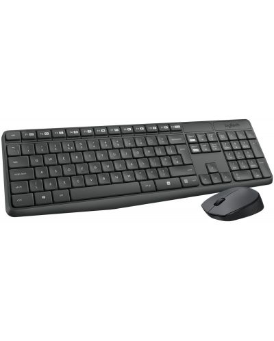 Комплект мишка и клавиатура Logitech - MK235,безжичен, тъмносив - 1