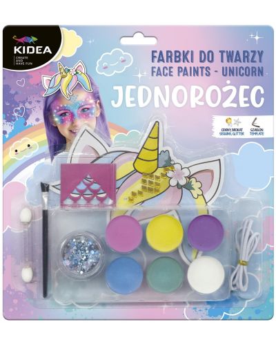 Комплект боички за лице и аксесоари Kidea - Unicorn, 6 цвята - 1