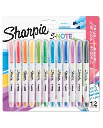 Комплект перманентни маркери Sharpie - S-Note, 12 цвята - 1