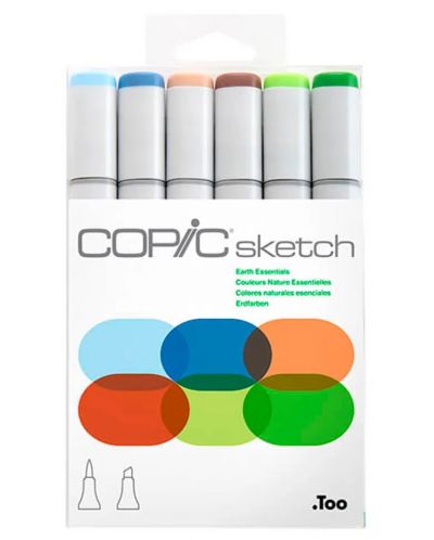 Комплект маркери Too Copic Sketch - Земни тонове, 6 цвята - 1