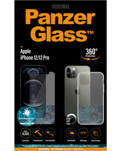 Калъф и протектор PanzerGlass - iPhone 12/12 Pro, прозрачни - 2
