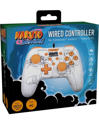 Контролер Konix - за Nintendo Switch/PC, жичен, Naruto, бял - 6