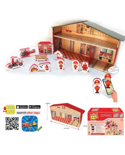 Комплект говорещи играчки Jagu - Пожарна и къща, 13 части - 1