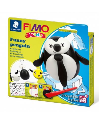 Комплект полимерна глина Staedtler Fimo Kids - Пингвин - 1