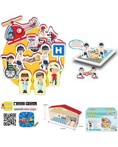 Комплект говорещи играчки Jagu - Болница и къща, 10 части - 2