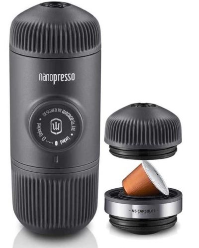 Комплект Wacaco - Nanopresso Classic + адаптер за Nespresso капсули, черен - 1