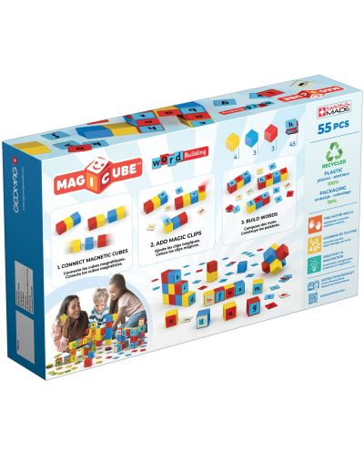Комплект магнитни кубчета Geomag - Magicube, Word Building EU, 55 части - 5