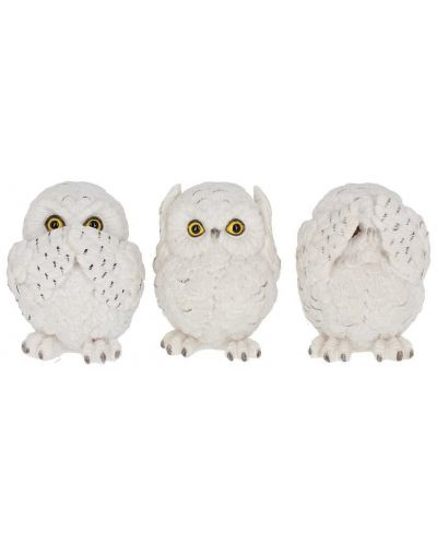 Комплект статуетки Nemesis Now Adult: Gothic - Three Wise Owls, 8 cm - 1