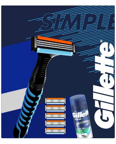 Gillette Комплект за бръснене Гел, 75 ml + Самобръсначка с резервни ножчета, 6 броя - 3
