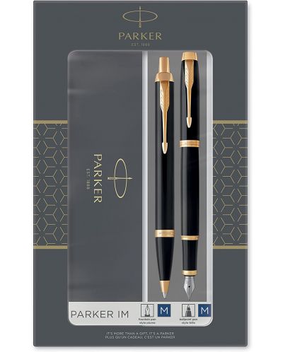 Комплект писалка Parker IM Professionals - С химикалка, златисто покритие, с кутия - 1