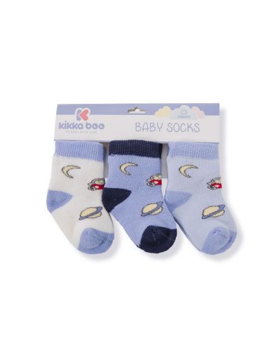 Комплект бебешки термо чорапи KikkaBoo Sky - Памучни, 2-3 години, 3 чифта, сини - 1