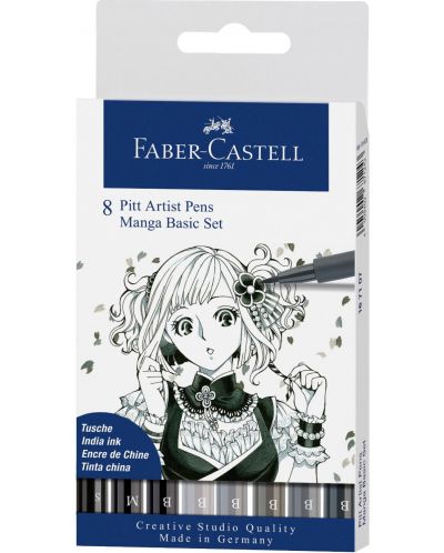 Комплект за манга Faber-Castell Pitt Artist - Основен, 8 броя - 1