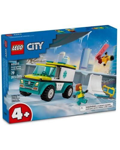 Конструктор LEGO City - Линейка за спешна помощ и сноубордист (60403) - 1