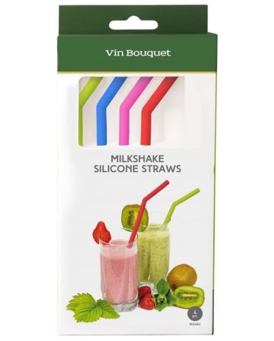 Комплект силиконови сламки Vin Bouquet - 4 броя - 1