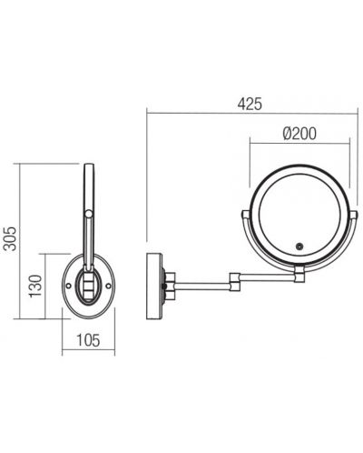 Козметично LED огледало Smarter - Selfie 01-3087, IP20, 240V, 7W, бял мат - 2