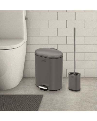Комплект кошче и четка за тоалетна Inter Ceramic - 8355G, 6 L, сив мат - 6