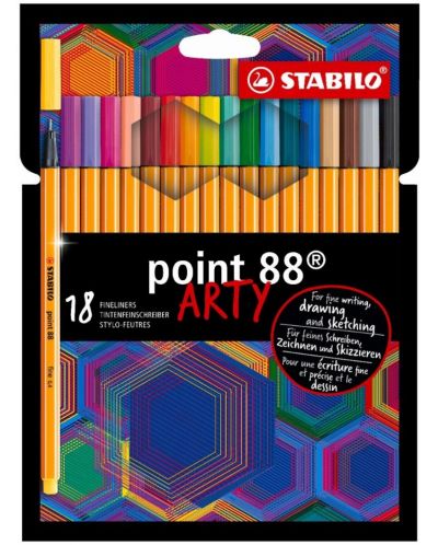 Комплект тънкописци Stabilo Arty - Point 88, 18 цвята - 1