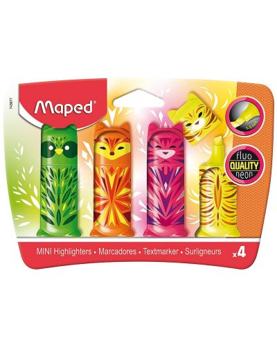 Комплект маркери Maped Fluo'peps - Mini friends, 4 цвята - 1