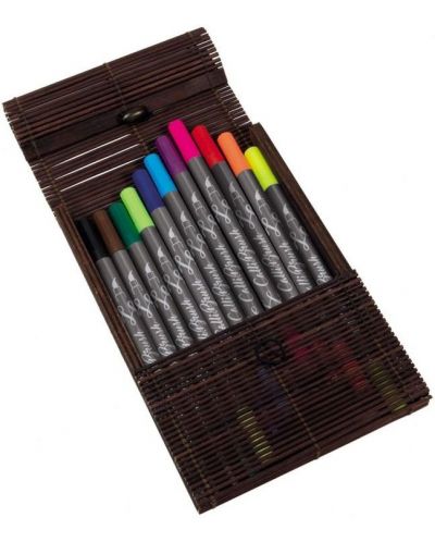 Комплект маркери Online - 11 цвята, в бамбукова кутия - 6